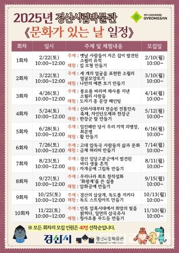 경산시립박물관 문화가 있는 날 프로그램 안내. 사진=경산시 제공
