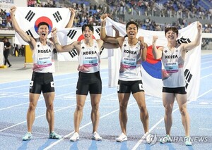 <b>남자 400m 계주</b>, 한국 신기록으로 <b>아시아선수권</b> 첫 <b>우승</b>