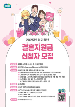 경기도, 청년 <b>신혼부부</b> 2650쌍에 <b>결혼지원금</b> 100만 원 지급