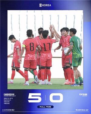 <b>이민성호</b>, U-23 <b>아시안컵 예선</b> 첫 경기서 마카오 5-0 대승