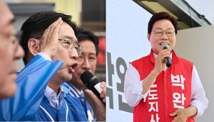 [선택 6.3] <b>경남도지사</b> 선거 김경수 예측 1위, 박완수와 8.6%P 차이