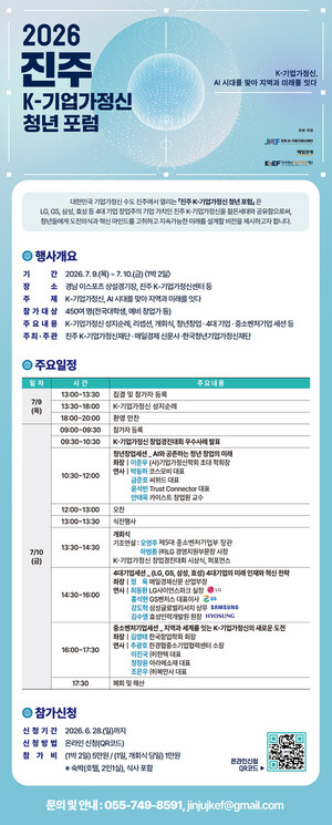 진주, AI 시대 청년 창업 해법 찾는다…'K-기업가정신 청년포럼'...